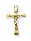 Crucifix Necklace Tapered Ends, 16 Karat Gold Over Sterling Silver with Chain