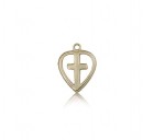 Heart Cross Pendant, 14 Karat Gold