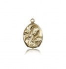 Madonna and Child Medal, 14 Karat Gold