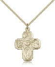 4 Way Cross Pendant, Gold Filled