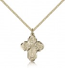 4 Way Cross Pendant, Gold Filled