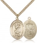 St. Christopher National Guard Medal, Gold Filled, Large