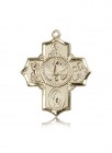 5 Way Cross Pendant, 14 Karat Gold