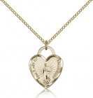 Our Lady of Guadalupe Heart Recuerdo Medal, Gold Filled
