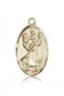 Men's Large 14 Karat Gold Saint Christopher Pendant