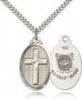 Coast Guard Cross Pendant, Sterling Silver