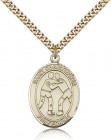 St. Christopher Wrestling Medal, Gold Filled, Large