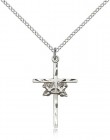 Doves Cross Pendant, Sterling Silver