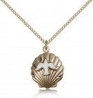 Shell Holy Spirit Medal, Gold Filled