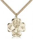 Men's 14kt Gold Filled Clover Leaf Saint Christopher Necklace