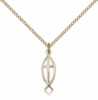 Fish Cross Pendant, Gold Filled