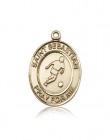 St. Sebastian Soccer Medal, 14 Karat Gold, Large