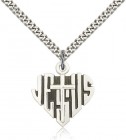 Heart of Jesus Cross Pendant, Sterling Silver