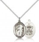 St. Brendan the Navigator/ Navy Medal, Sterling Silver, Medium