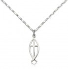 Fish Cross Pendant, Sterling Silver