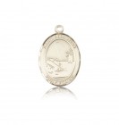 St. Sebastian Fishing Medal, 14 Karat Gold, Medium