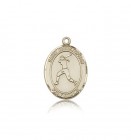 St. Christopher Softball Medal, 14 Karat Gold, Medium
