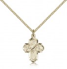 4 Way Cross Pendant, Gold Filled