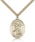 St. Christopher Swimming Medal, Gold Filled, Large