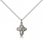 4 Way Cross Chalice Medal, Sterling Silver