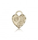 Footprints Heart Medal, 14 Karat Gold