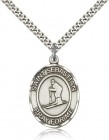 St. Sebastian Skiing Medal, Sterling Silver, Large