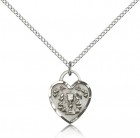 Communion Heart Medal, Sterling Silver