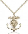 Anchor Crucifix Pendant, Gold Filled