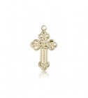 Russian Cross Pendant, 14 Karat Gold
