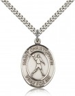 St. Christopher Football Medal, Sterling Silver, Large