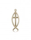 Fish Cross Pendant, 14 Karat Gold