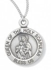Women's Queen of the Holy Scapular Necklace (Medium), Sterling Silver with Chain Options