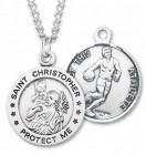 Round Men's St. Christopher Basketball Necklace With Chain