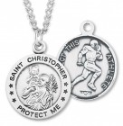 Round Boy's St. Christopher Football Necklace With Chain