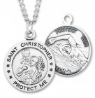 Round Boy's St. Christopher Swimming Necklace With Chain