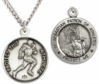 Round Men's St. Sebastian Football Necklace With Chain