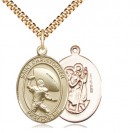 Men's 14Kt Gold Filled Saint Christopher Football Necklace