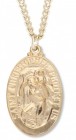 Women's 14kt Gold Plated Oval Saint Christopher Necklace + 18 Inch Gold Plated Chain &amp; Clasp