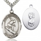 St. Christopher Surfing Medal, Sterling Silver, Large