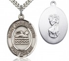 St. Christopher Swimming Medal, Sterling Silver, Large