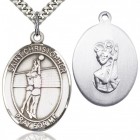 St. Christopher Volleyball Medal, Sterling Silver, Large