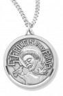 Women's St. Francis Necklace, Sterling Silver with Chain Options