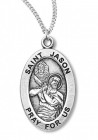 Boy's St. Jason Necklace Oval Sterling Silver with Chain