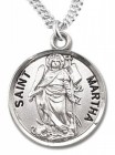 Women's St. Martha Necklace Round Sterling Silver with Chain Options