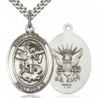 St. Michael Navy Medal, Sterling Silver, Large