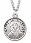 Women's St. Nicole Necklace Round Sterling Silver with Chain Option