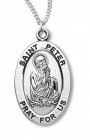 Boy's St. Peter Necklace Oval Sterling Silver with Chain
