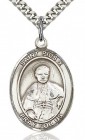 St. Pius X Medal, Sterling Silver, Large