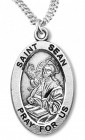 Boy's St. Sean Necklace Oval Sterling Silver with Chain