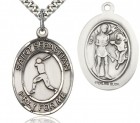 St. Sebastian Baseball Medal, Sterling Silver, Large